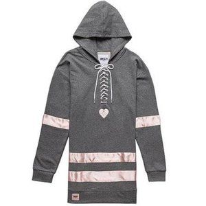 J1MO71 Grey Core Long Hoodie Hooded Sweater Small